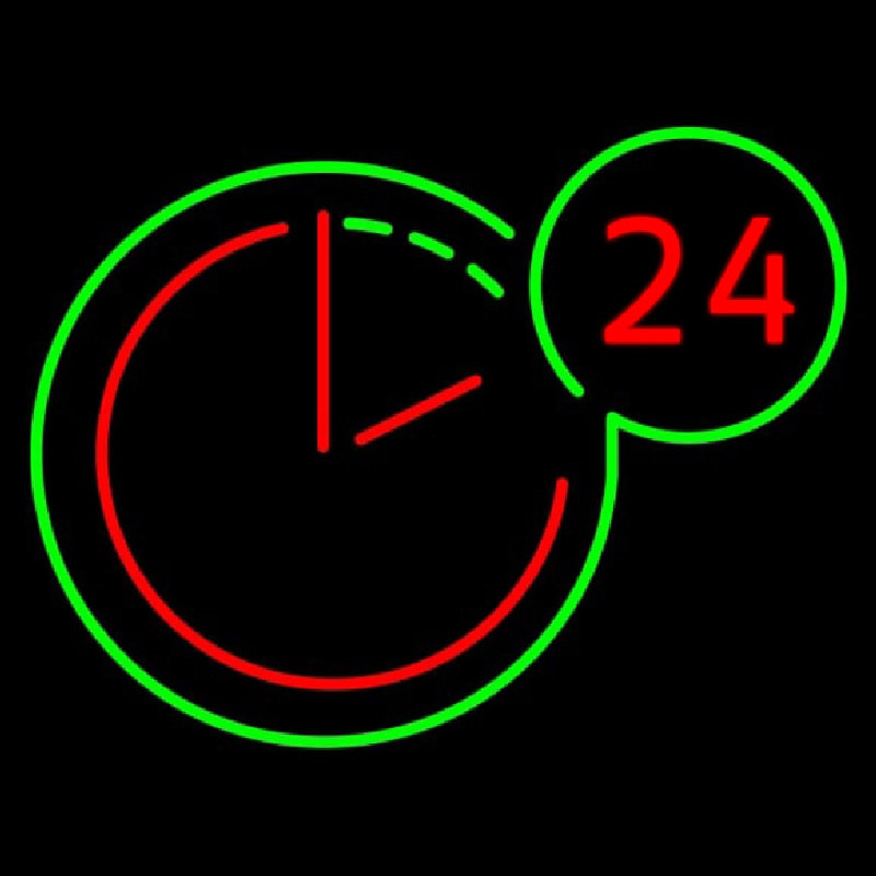 24 Hours Clock Neontábla