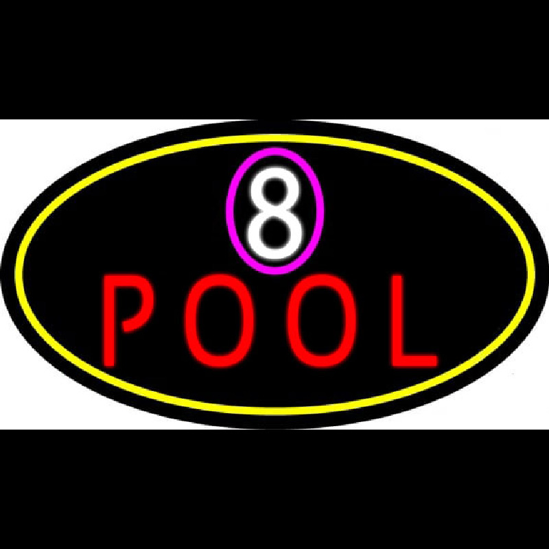 8 Pool Oval With Yellow Border Neontábla