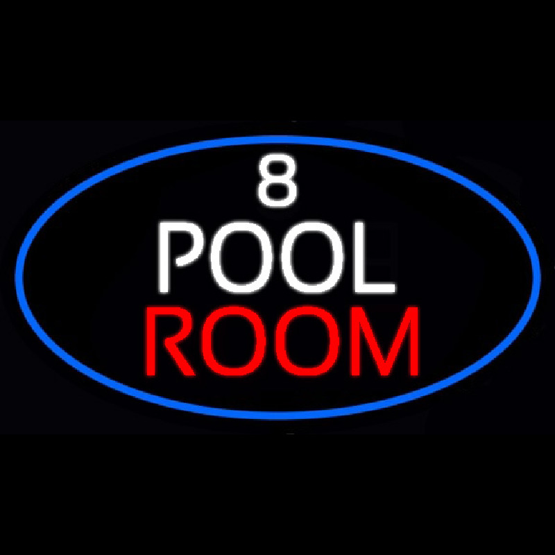 8 Pool Room Oval With Blue Border Neontábla