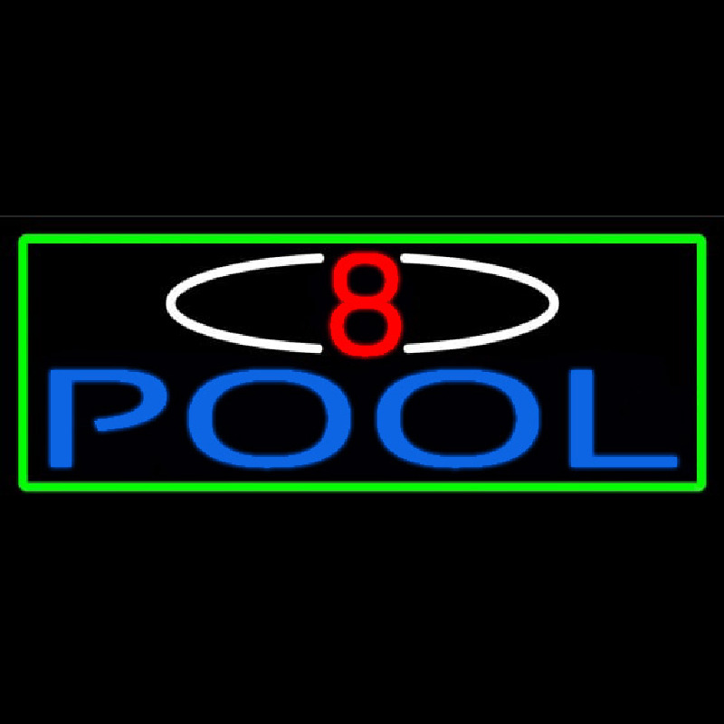 8 Pool With Green Border Neontábla
