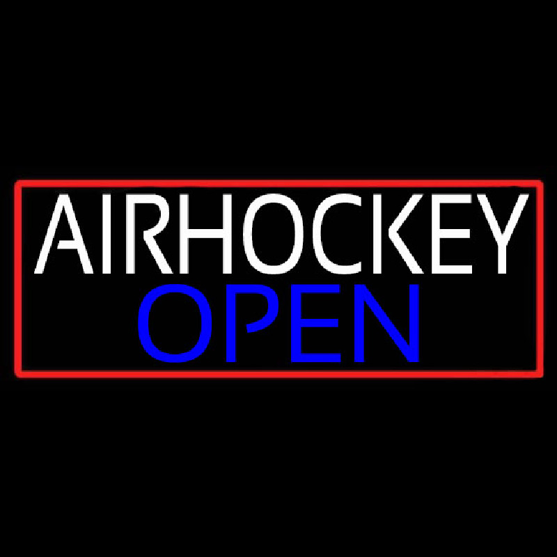 Air Hockey Open With Red Border Real Neon Glass Tube Neontábla