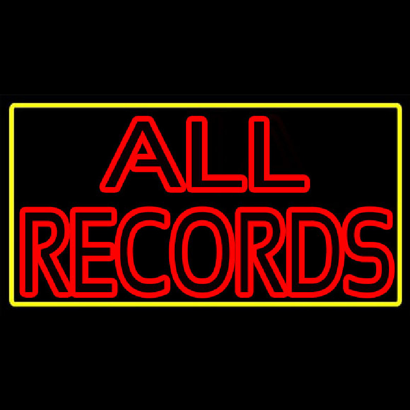 All Records Yellow Border Neontábla