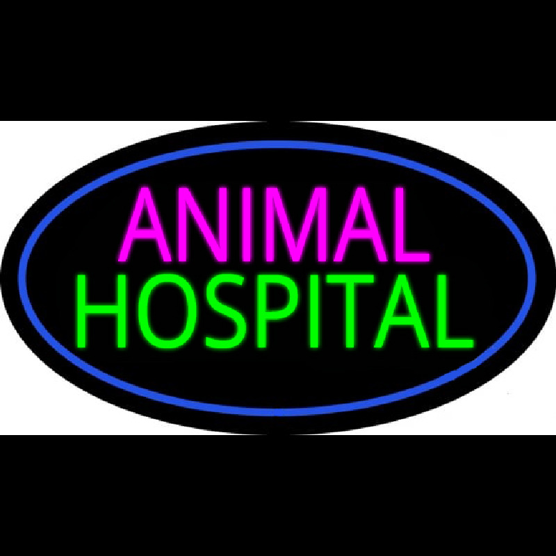 Animal Hospital Blue Oval Neontábla