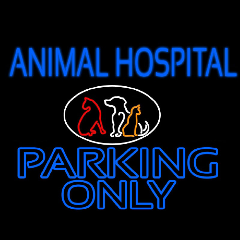 Animal Hospital Parking Only Neontábla