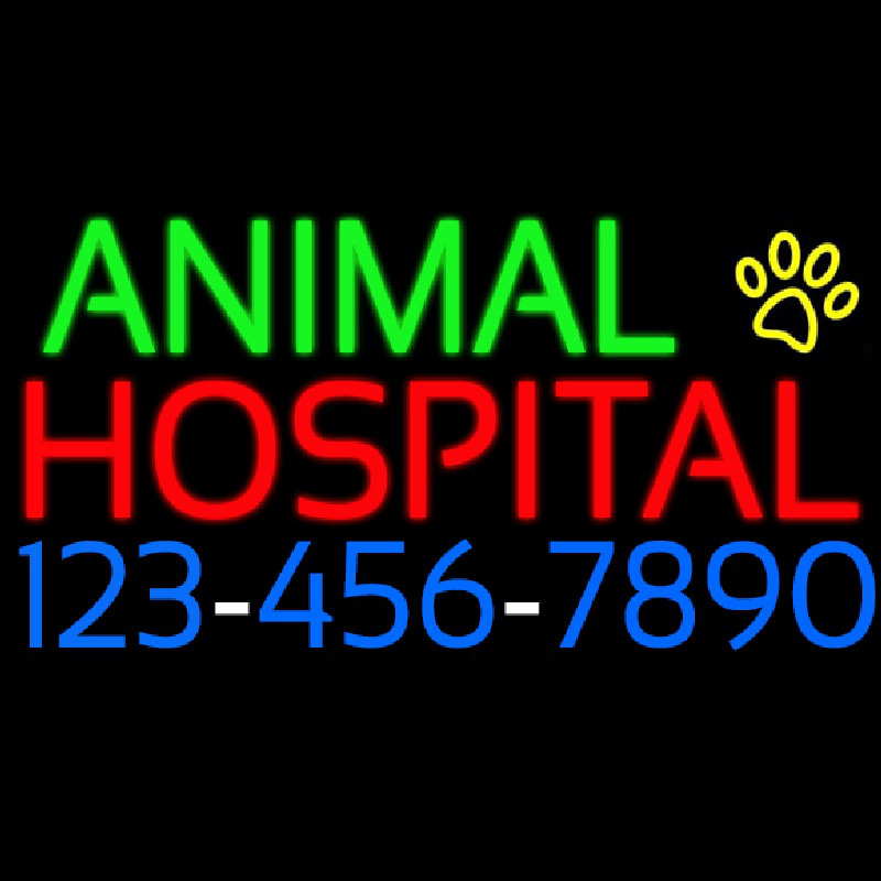 Animal Hospital With Phone Number Neontábla