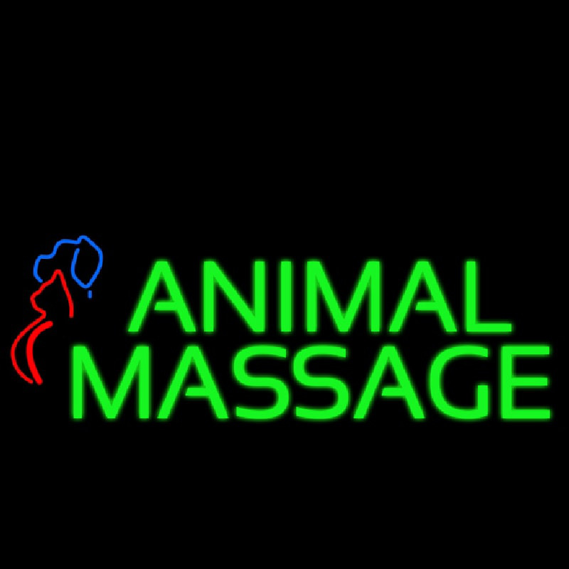 Animal Massage Dog Cat Logo Neontábla