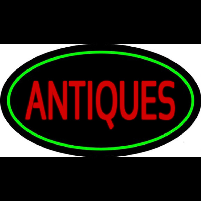 Antiques Green Oval Neontábla