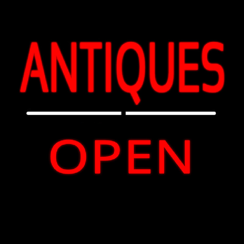 Antiques Open White Line Neontábla