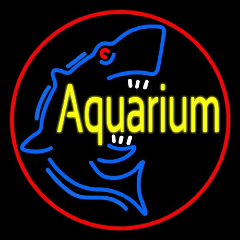 Aquarium Shark Logo Red Circle Neontábla