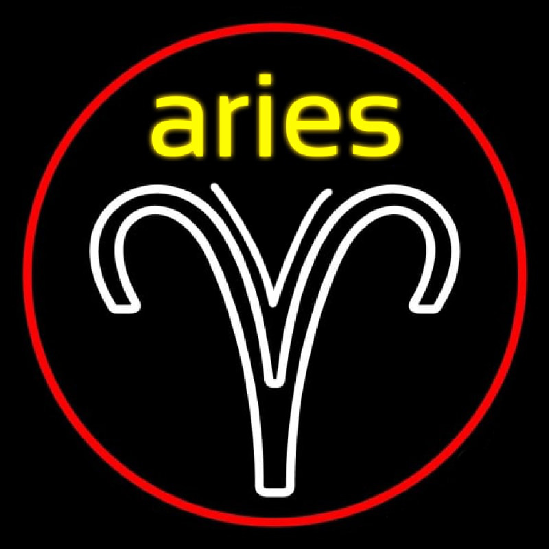 Aries Yellow Zodiac Border Red Neontábla