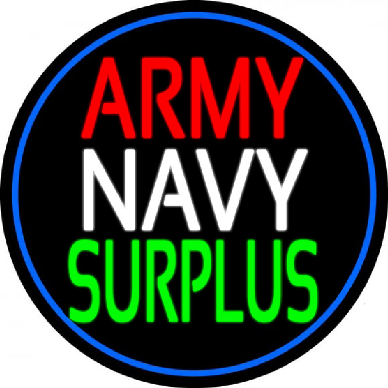 Army Navy Surplus Blue Round Neontábla