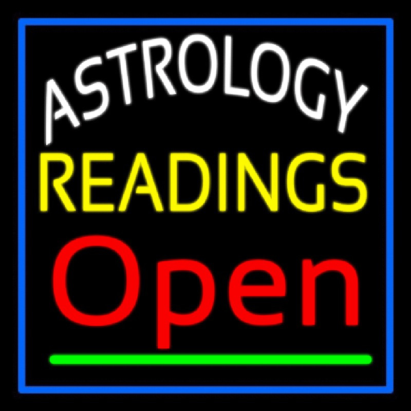 Astrology Readings Open And Blue Border Neontábla