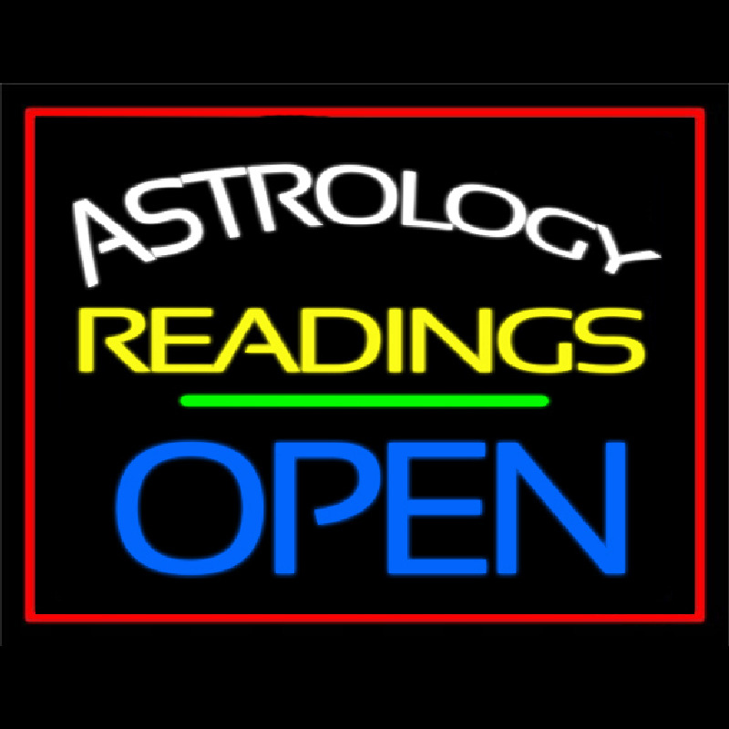 Astrology Readings Open Red Border Neontábla