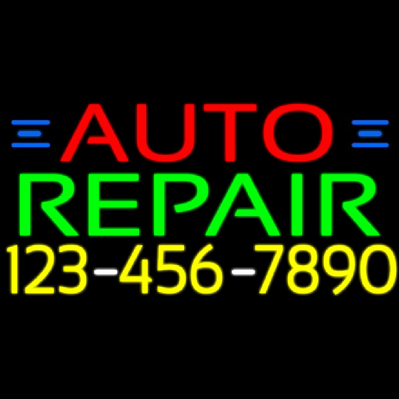 Auto Repair With Phone Number Neontábla