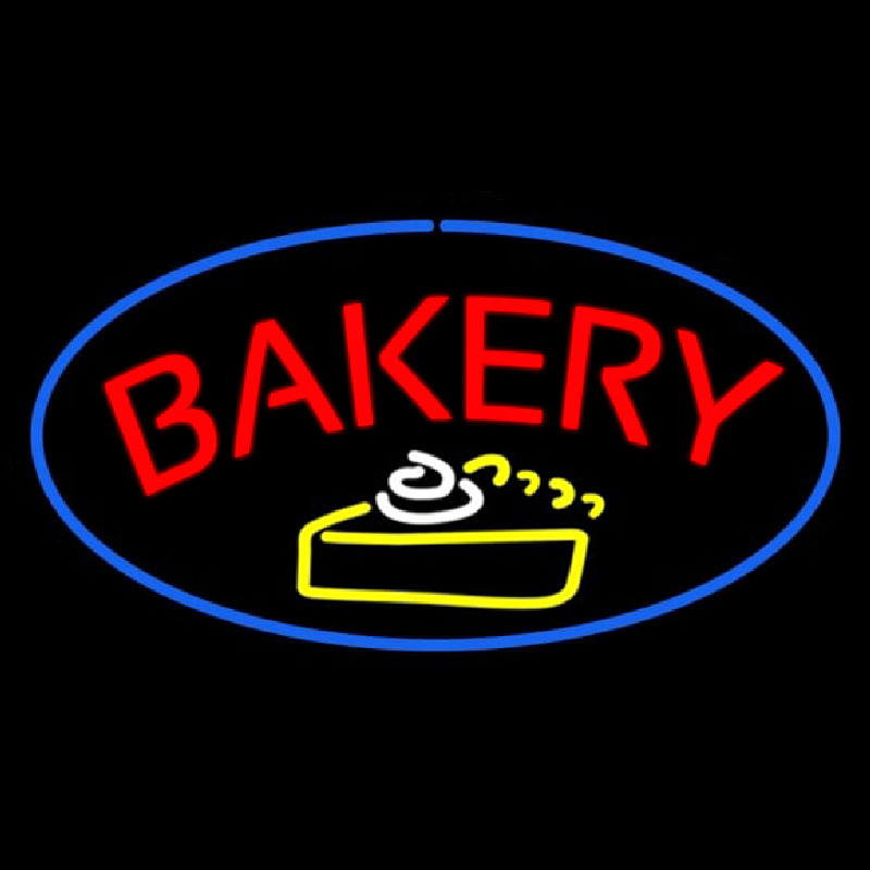 Bakery Logo Oval Blue Neontábla