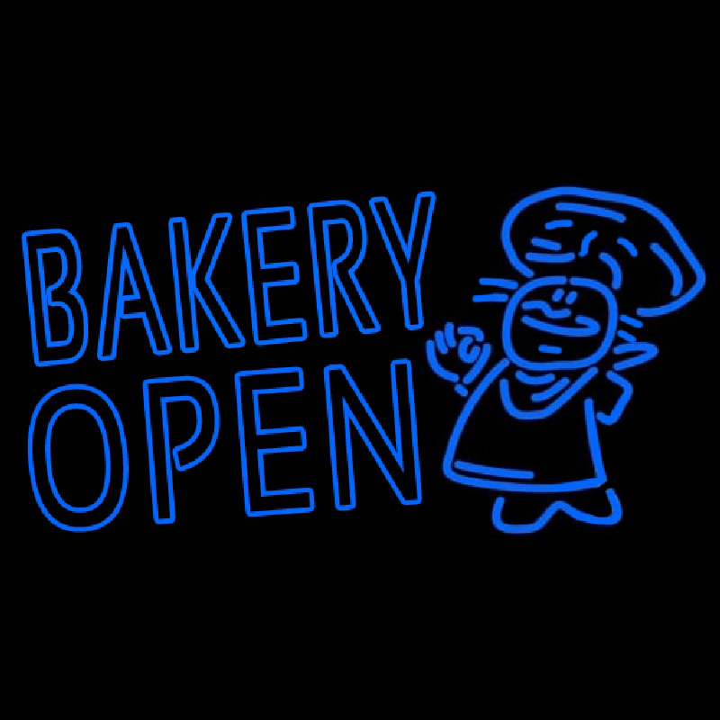 Bakery Open With Man Neontábla