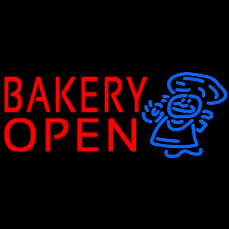 Bakery Open With Man Neontábla