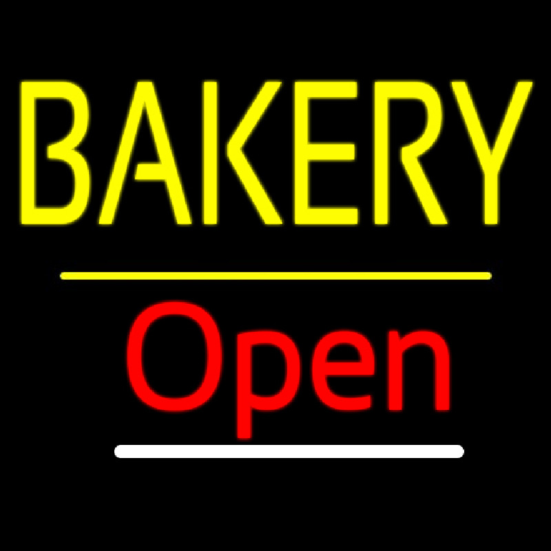 Bakery Open Yellow Line Neontábla