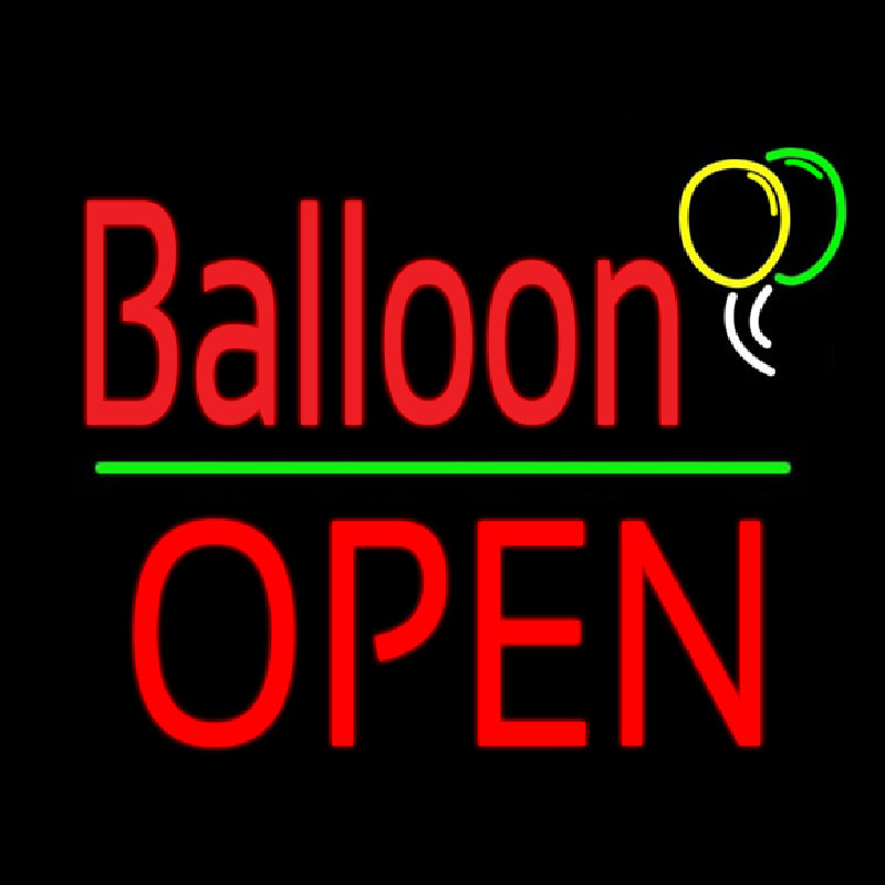 Balloon Open Block Green Line Neontábla