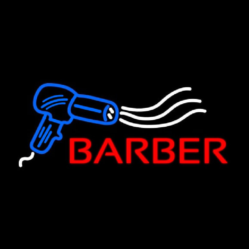 Barber With Dryer Logo Neontábla