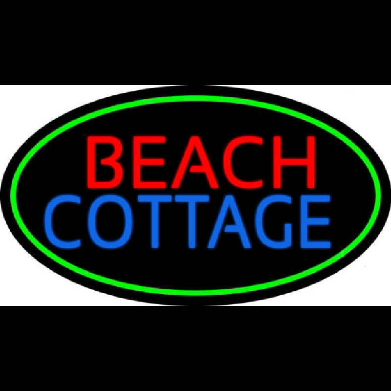 Beach Cottage With Green Border Neontábla