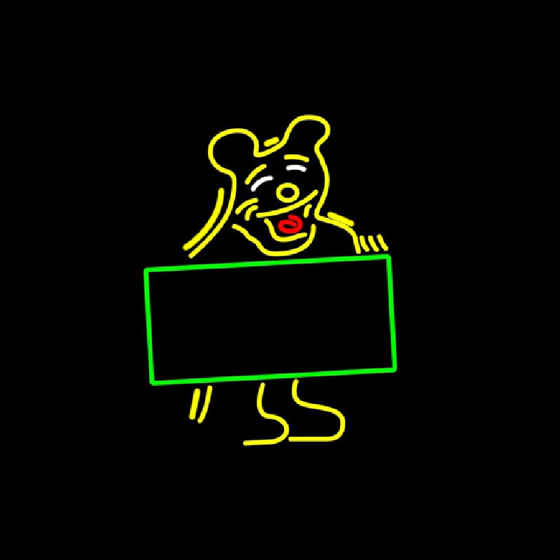 Bear With Sign Board Neontábla
