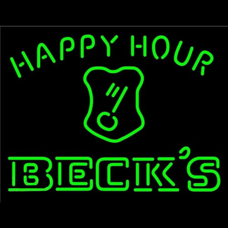 Beck Key Logo Happy Hour Beer Neontábla
