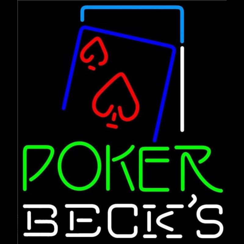 Becks Green Poker Red Heart Beer Sign Neontábla