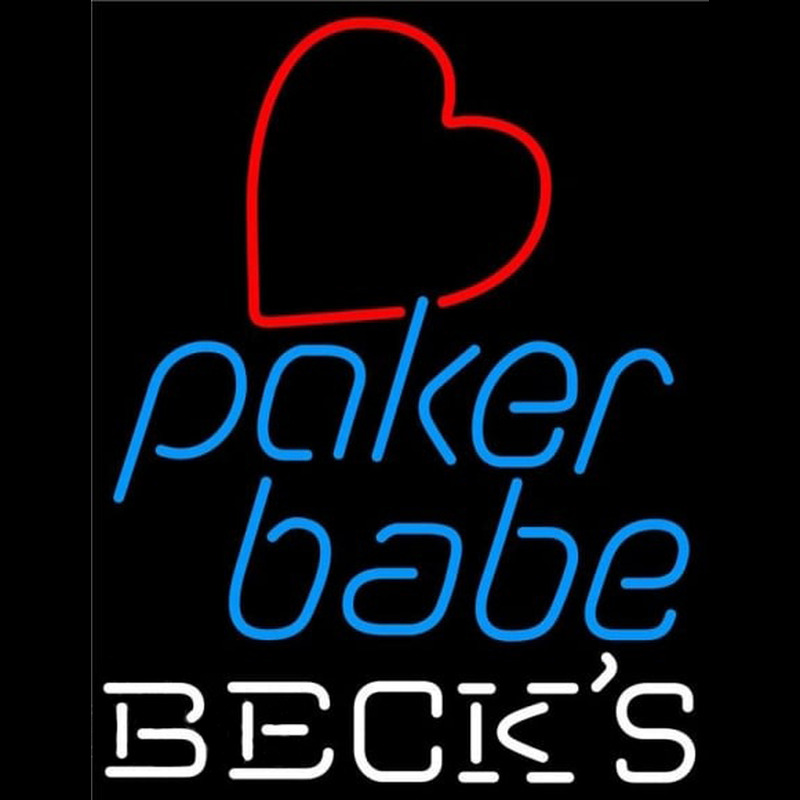 Becks Poker Girl Heart Babe Beer Sign Neontábla