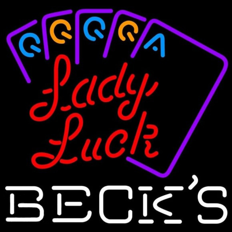 Becks Poker Lady Luck Series Beer Sign Neontábla