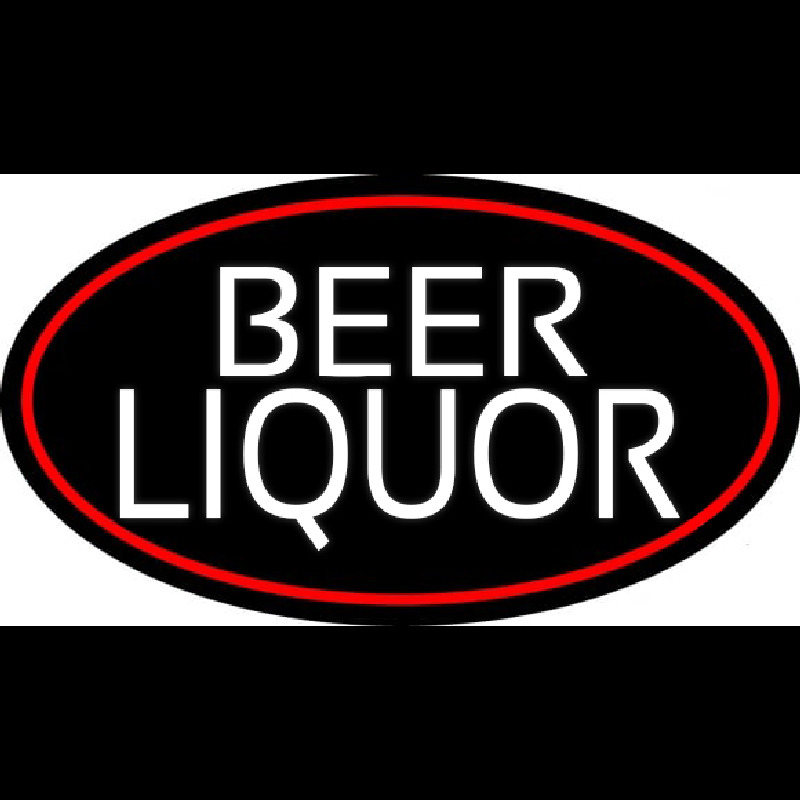 Beer Liquor Oval With Red Border Neontábla