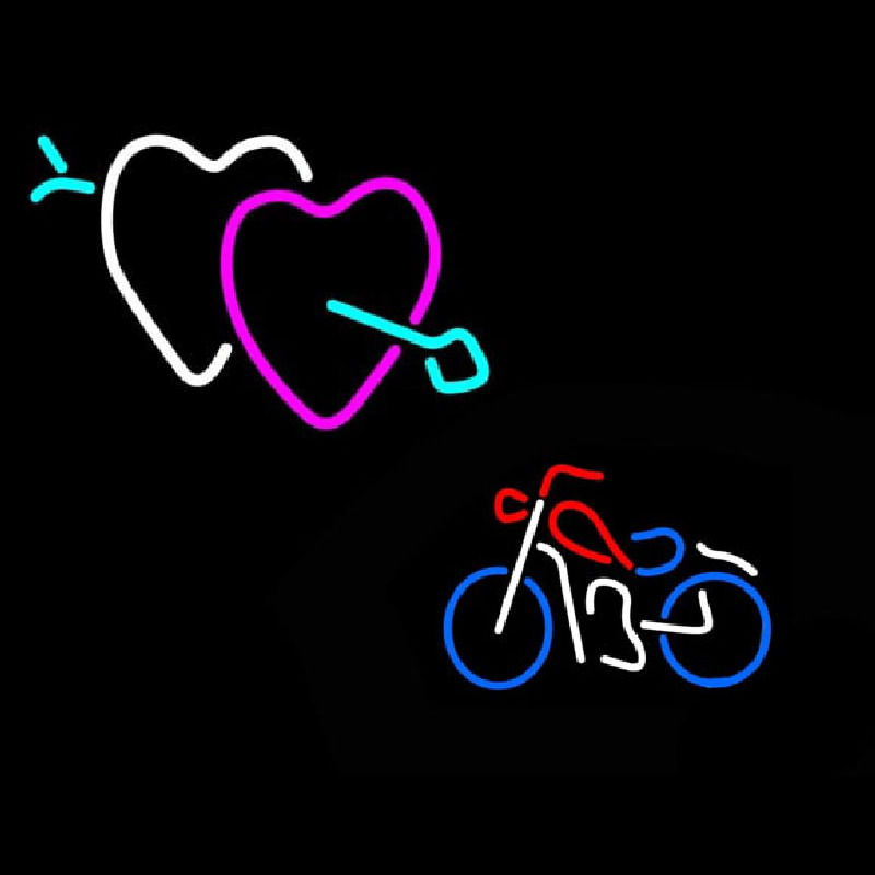 Bike With Heart Logo Neontábla