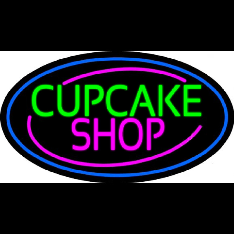 Block Cupcake Shop With Blue Round Neontábla