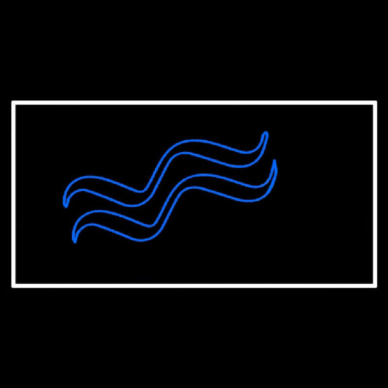 Blue Aquarius Logo White Border Neontábla