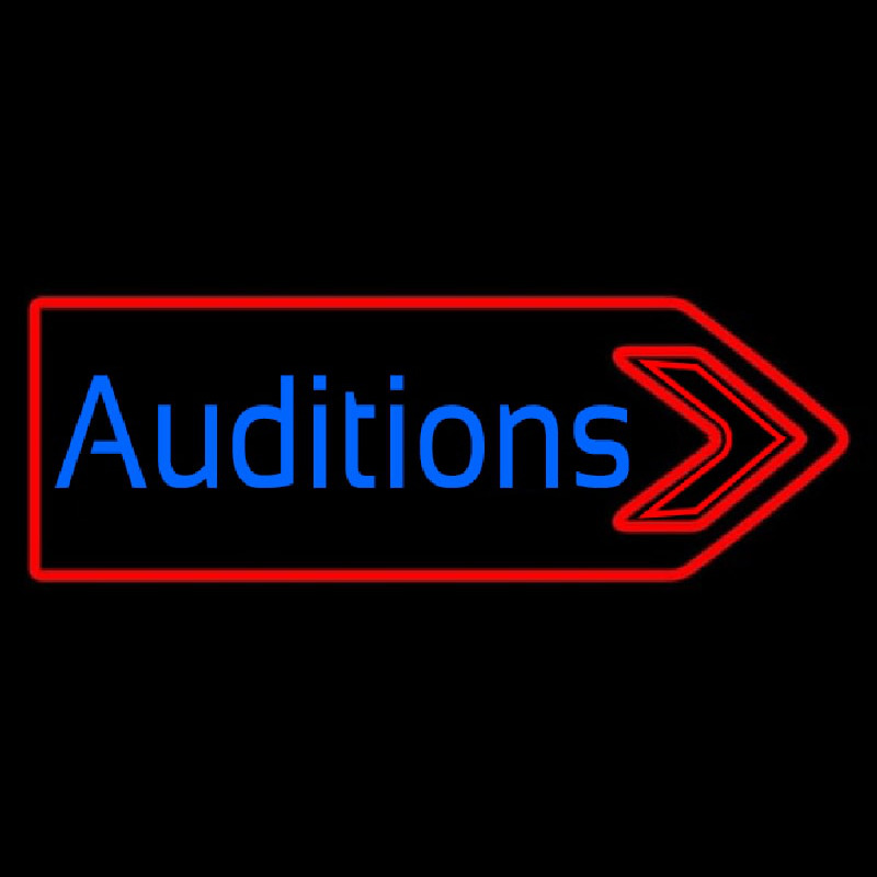 Blue Auditions With Arrow Neontábla