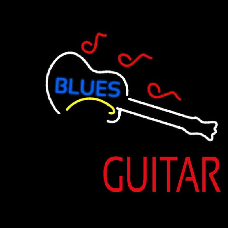 Blue Blues Red Guitar Neontábla