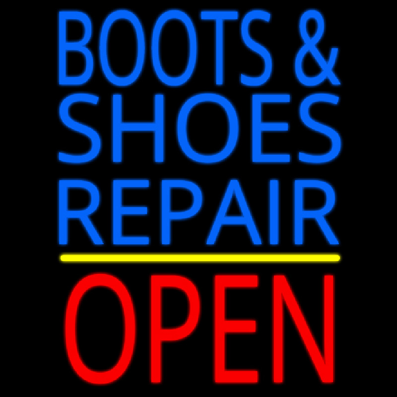 Blue Boots And Shoes Repair Open Neontábla