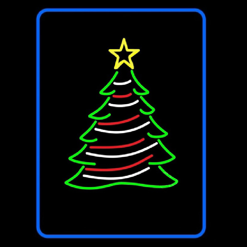 Blue Border Decorative Christmas Tree Neontábla