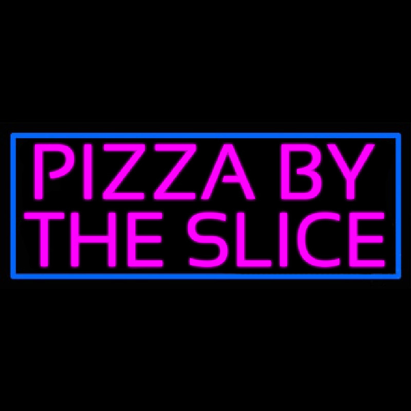 Blue Border Pizza By The Slice Neontábla