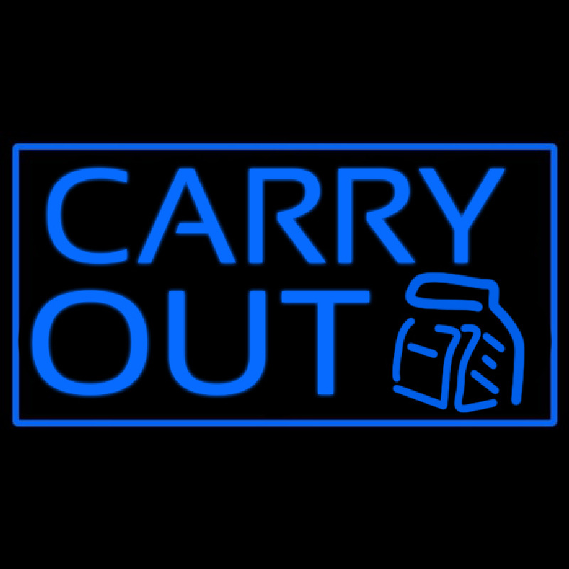 Blue Carry Out Neontábla
