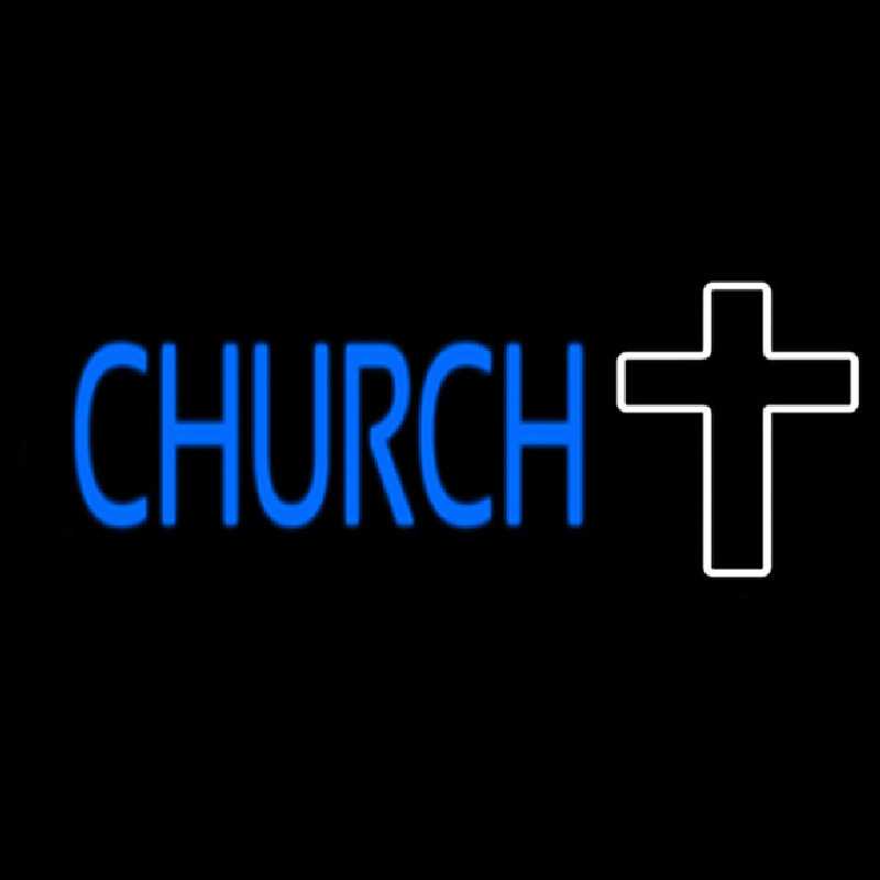 Blue Church With Cross Neontábla