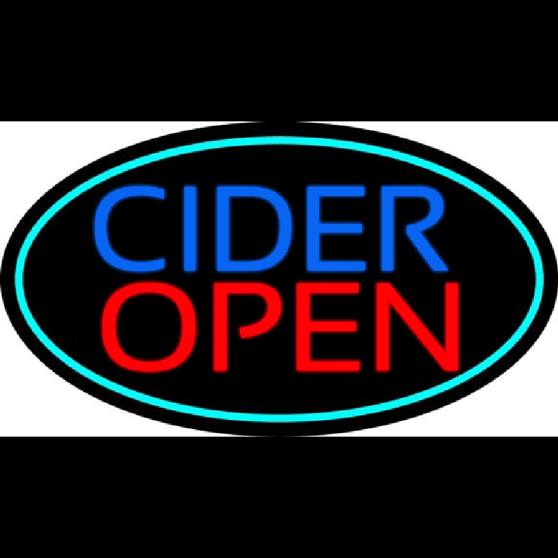 Blue Cider Open With Turquoise Oval Neontábla
