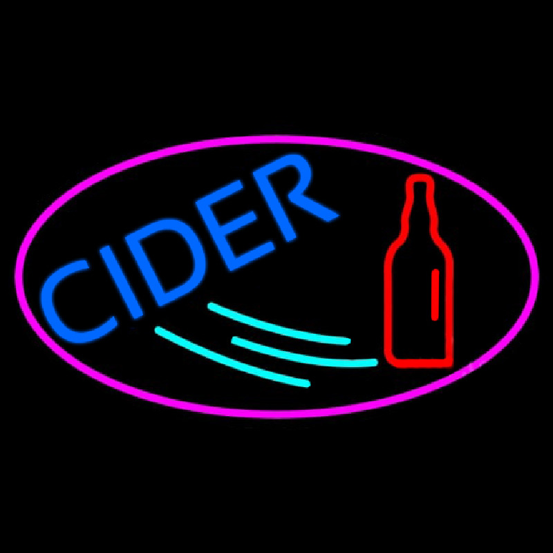 Blue Cider With Pink Oval Neontábla