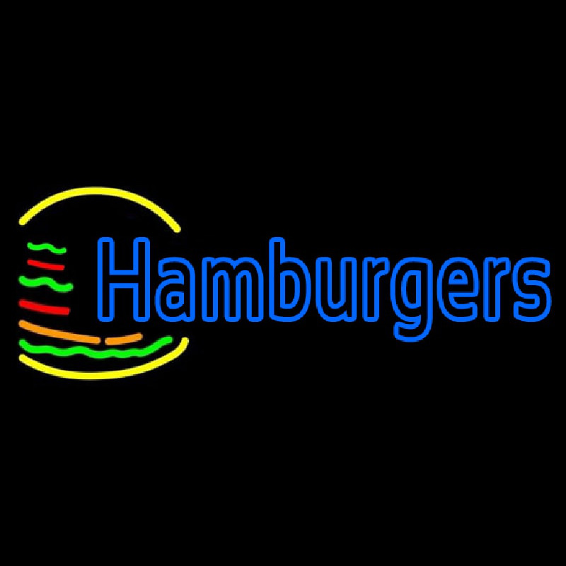 Blue Double Stroke Hamburgers Neontábla