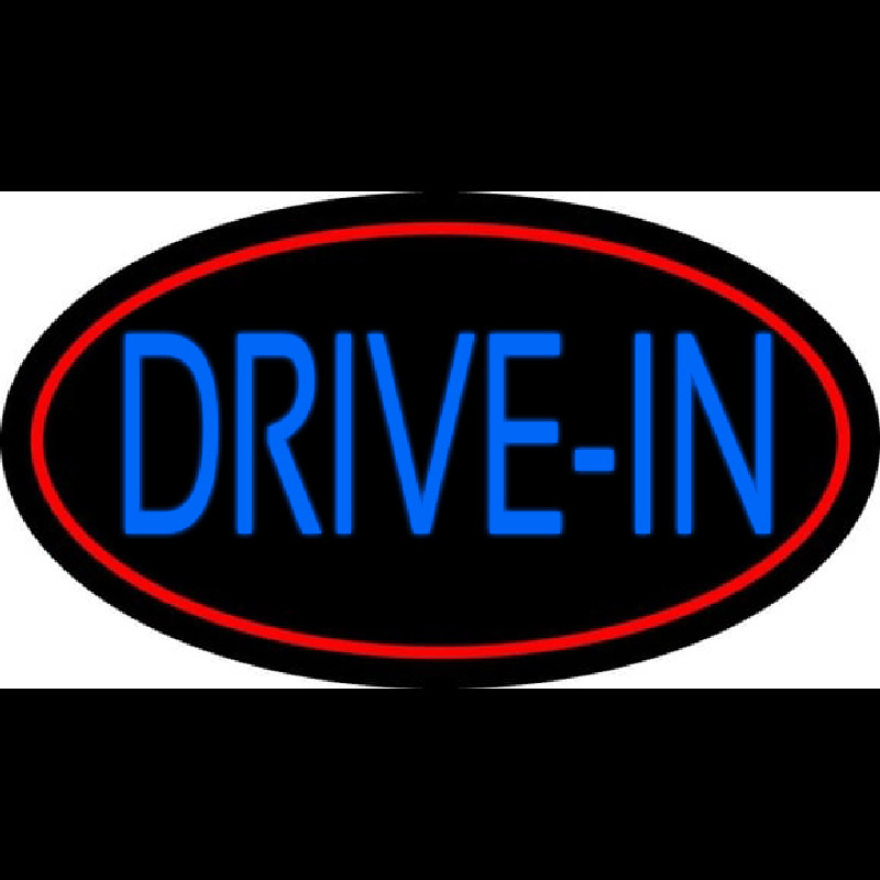 Blue Drive In With Red Border Neontábla