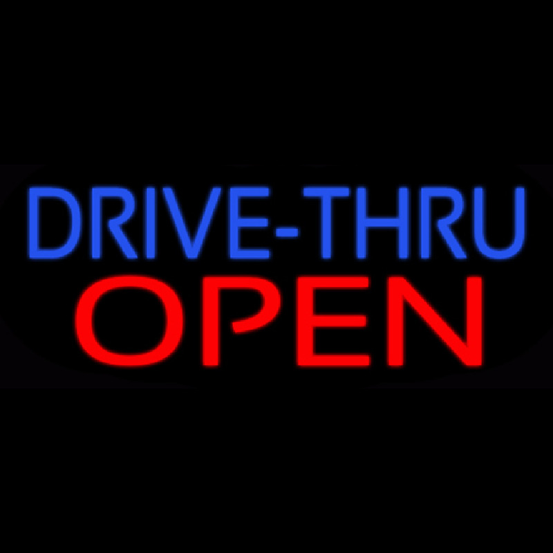 Blue Drive Thru Red Open Neontábla