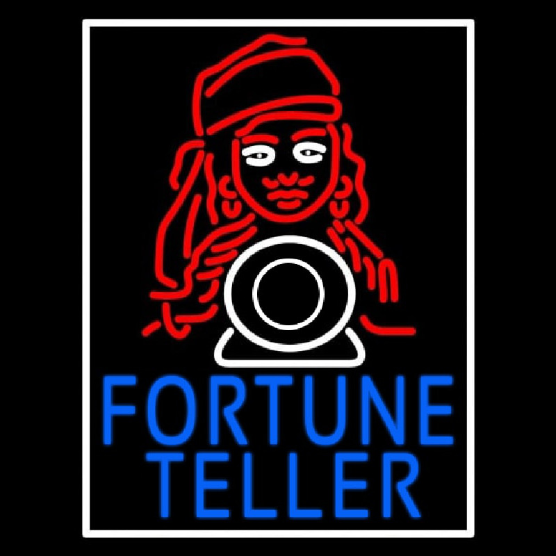 Blue Fortune Teller With Logo Neontábla