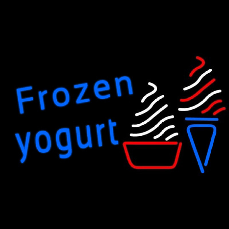 Blue Frozen Yogurt With Logo Neontábla