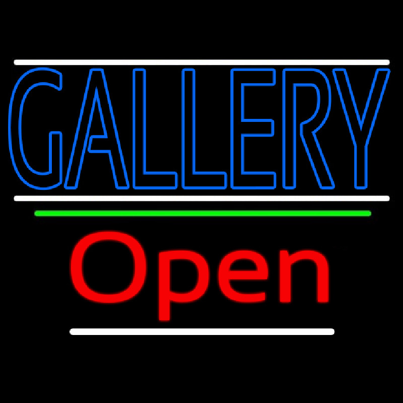 Blue Gallery With White Line With Open 3 Neontábla
