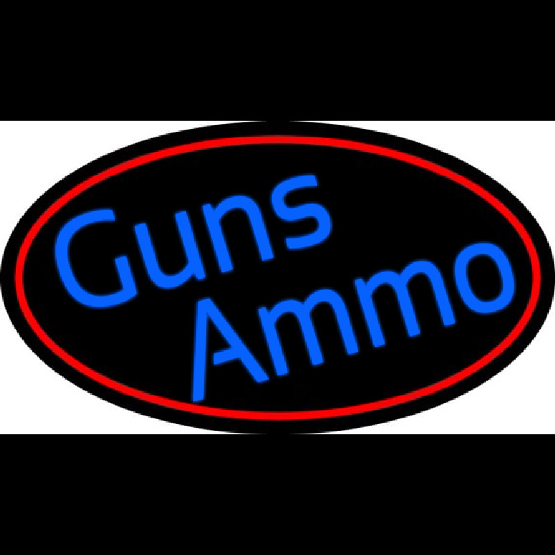Blue Gun Ammo With Red Oval Neontábla